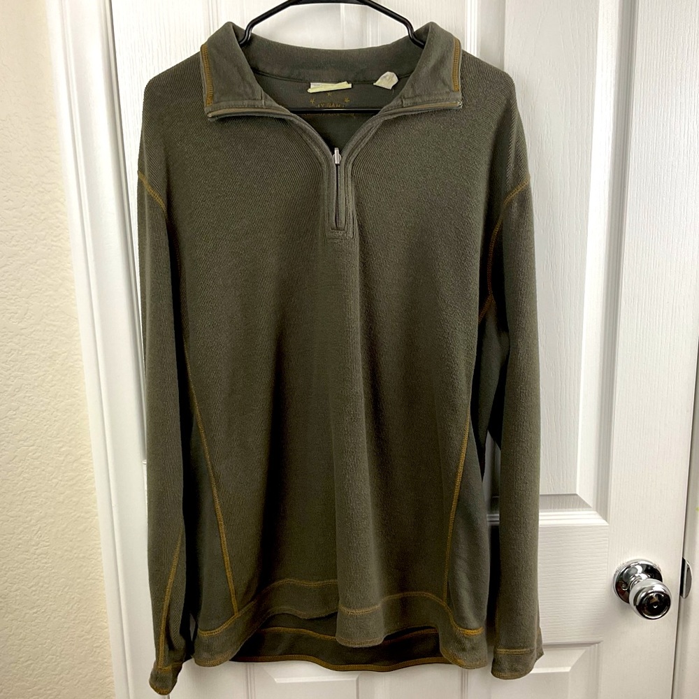 Tommy Bahama Jeans Men’s Grayish Green Quarter Zip Pullover Sweatshirt, Size XL